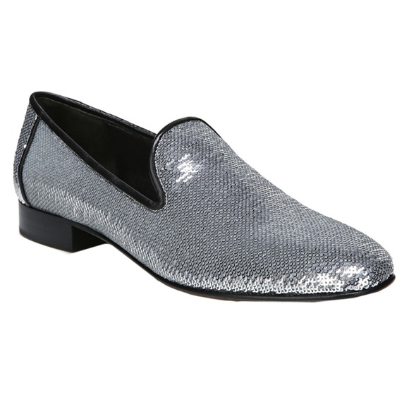 Diane von Furstenberg Leiden Metallic Flat Loafer Silver Evening Dress Shoes 8 - Picture 4 of 12